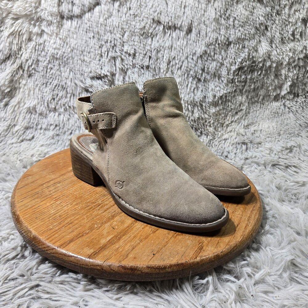 Born Brown Leather Cutout Ankle Boots Classic Buckle Womens 7.5 EU 38 Booties